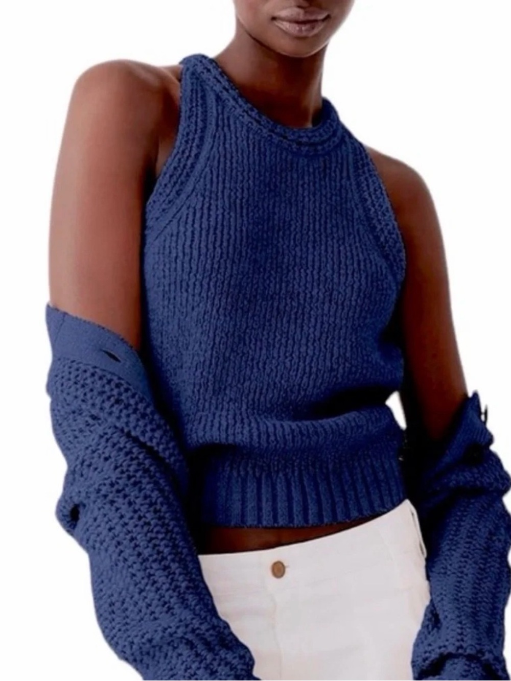 NWT J. Crew Navy Blue Sleeveless Knit Tank Sweater (L)